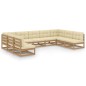 vidaXL Set de muebles de jardín 9 pzs cojines madera pino marrón miel vidaXL Set de muebles de jardín 9 pzs cojines madera pino marrón miel