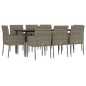 vidaXL Set comedor jardín 9 pzas y cojines ratán sintético negro gris vidaXL Set comedor jardín 9 pzas y cojines ratán sintético negro gris