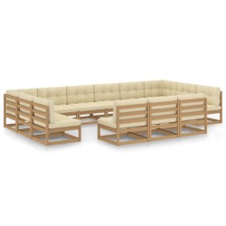 vidaXL Set de muebles de jardín 13 pzs cojines madera pino marrón miel