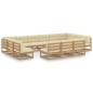 vidaXL Set de muebles de jardín 13 pzs cojines madera pino marrón miel vidaXL Set de muebles de jardín 13 pzs cojines madera pino marrón miel