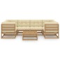 vidaXL Set de muebles de jardín 7 pzs cojines madera pino marrón miel vidaXL Set de muebles de jardín 7 pzs cojines madera pino marrón miel