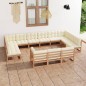 vidaXL Set de muebles de jardín 13 pzs cojines madera pino marrón miel vidaXL Set de muebles de jardín 13 pzs cojines madera pino marrón miel
