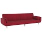 vidaXL Sofá cama 2 plazas reposapiés dos cojines terciopelo color vino vidaXL Sofá cama 2 plazas reposapiés dos cojines terciopelo color vino