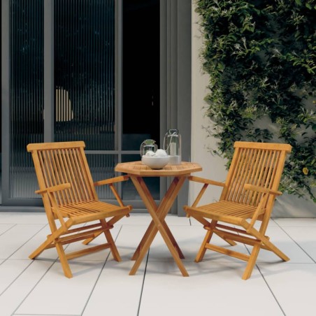 vidaXL Juego de comedor para jardín 3 piezas madera maciza de teca