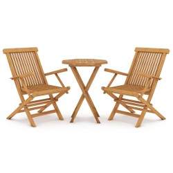 vidaXL Juego de comedor para jardín 3 piezas madera maciza de teca