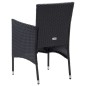 vidaXL Set de comedor de jardín 3 pzas y cojines ratán sintético negro