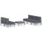 vidaXL Muebles de jardín 6 pzas con cojines antracita madera de pino