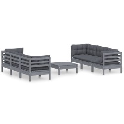 vidaXL Muebles de jardín 7 pzas con cojines antracita madera de pino