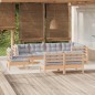 vidaXL Juego de muebles de jardín 8 pzas y cojines madera maciza pino