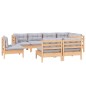 vidaXL Juego de muebles de jardín 8 pzas y cojines madera maciza pino