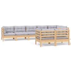 vidaXL Juego de muebles de jardín 8 pzas y cojines madera maciza pino