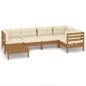 vidaXL Muebles de jardín 6 pzas y cojines madera de pino marrón miel vidaXL Muebles de jardín 6 pzas y cojines madera de pino marrón miel