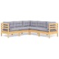 vidaXL Juego de muebles de jardín 5 pzas y cojines madera maciza pino vidaXL Juego de muebles de jardín 5 pzas y cojines madera maciza pino