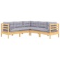 vidaXL Juego de muebles de jardín 5 pzas y cojines madera maciza pino vidaXL Juego de muebles de jardín 5 pzas y cojines madera maciza pino