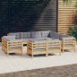 vidaXL Juego de muebles de jardín 11 pzas y cojines madera maciza pino vidaXL Juego de muebles de jardín 11 pzas y cojines madera maciza pino