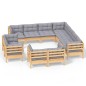 vidaXL Juego de muebles de jardín 11 pzas y cojines madera maciza pino vidaXL Juego de muebles de jardín 11 pzas y cojines madera maciza pino