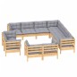 vidaXL Juego de muebles de jardín 11 pzas y cojines madera maciza pino vidaXL Juego de muebles de jardín 11 pzas y cojines madera maciza pino