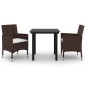 vidaXL Set comedor de jardín 3 pzas y cojines ratán sintético y vidrio vidaXL Set comedor de jardín 3 pzas y cojines ratán sintético y vidrio