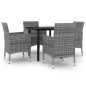 vidaXL Set comedor de jardín 5 pzas y cojines ratán sintético y vidrio vidaXL Set comedor de jardín 5 pzas y cojines ratán sintético y vidrio
