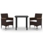 vidaXL Set comedor de jardín 3 pzas y cojines ratán sintético y vidrio vidaXL Set comedor de jardín 3 pzas y cojines ratán sintético y vidrio