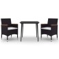 vidaXL Set comedor de jardín 3 pzas y cojines ratán sintético y vidrio vidaXL Set comedor de jardín 3 pzas y cojines ratán sintético y vidrio
