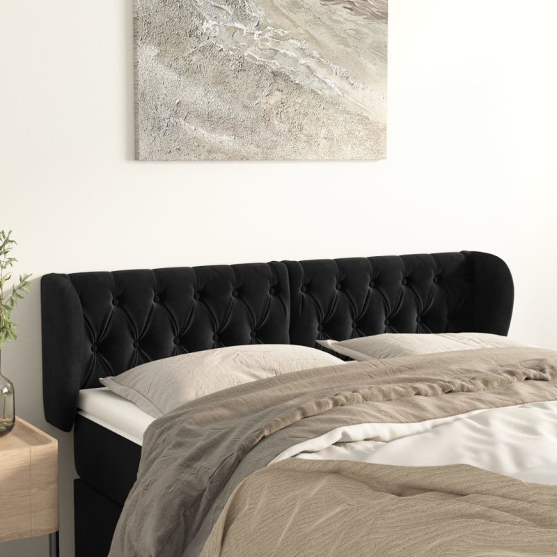 vidaXL Cabecero de terciopelo negro 147x23x78/88 cm vidaXL Cabecero de terciopelo negro 147x23x78/88 cm