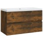 vidaXL Mueble de baño con lavabo madera contrachapada roble ahumado vidaXL Mueble de baño con lavabo madera contrachapada roble ahumado
