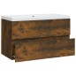 vidaXL Mueble de baño con lavabo madera contrachapada roble ahumado vidaXL Mueble de baño con lavabo madera contrachapada roble ahumado
