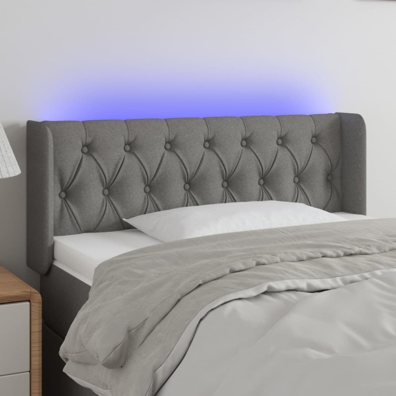 vidaXL Cabecero con LED de tela gris oscuro 103x16x78/88 cm vidaXL Cabecero con LED de tela gris oscuro 103x16x78/88 cm
