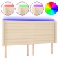 vidaXL Cabecero con LED de tela color crema 163x16x118/128 cm vidaXL Cabecero con LED de tela color crema 163x16x118/128 cm