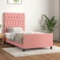 vidaXL Estructura de cama con cabecero de terciopelo rosa 90x200 cm vidaXL Estructura de cama con cabecero de terciopelo rosa 90x200 cm