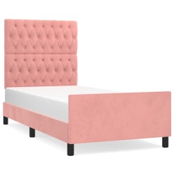 vidaXL Estructura de cama con cabecero de terciopelo rosa 90x200 cm
