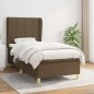 vidaXL Cama box spring con colchón tela marrón oscuro 90x190 cm vidaXL Cama box spring con colchón tela marrón oscuro 90x190 cm