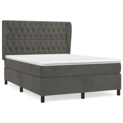 vidaXL Cama box spring con colchón terciopelo gris oscuro 140x190 cm