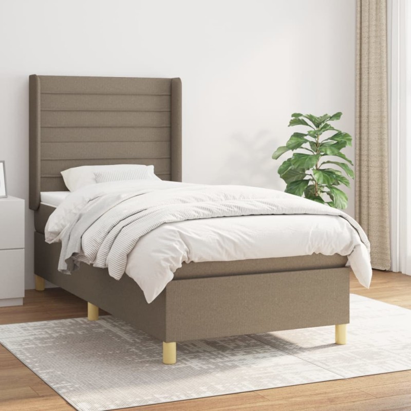 vidaXL Cama box spring con colchón tela gris taupe 80x200 cm vidaXL Cama box spring con colchón tela gris taupe 80x200 cm