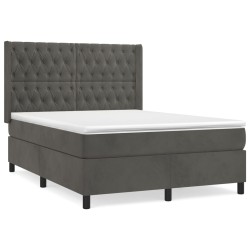 vidaXL Cama box spring con colchón terciopelo gris oscuro 140x200 cm