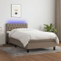 vidaXL Cama box spring colchón y luces LED tela gris taupe 90x200 cm vidaXL Cama box spring colchón y luces LED tela gris taupe 90x200 cm