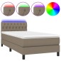 vidaXL Cama box spring colchón y luces LED tela gris taupe 90x200 cm vidaXL Cama box spring colchón y luces LED tela gris taupe 90x200 cm