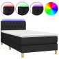 vidaXL Cama box spring con colchón LED tela negro 100x200 cm