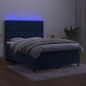 vidaXL Cama box spring colchón y LED terciopelo azul oscuro 140x200 cm vidaXL Cama box spring colchón y LED terciopelo azul oscuro 140x200 cm