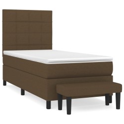 vidaXL Cama box spring con colchón tela marrón oscuro 90x190 cm