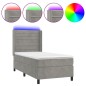 vidaXL Cama box spring colchón y LED terciopelo gris claro 80x200 cm vidaXL Cama box spring colchón y LED terciopelo gris claro 80x200 cm