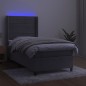 vidaXL Cama box spring colchón y LED terciopelo gris claro 80x200 cm vidaXL Cama box spring colchón y LED terciopelo gris claro 80x200 cm
