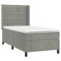 vidaXL Cama box spring colchón y LED terciopelo gris claro 80x200 cm vidaXL Cama box spring colchón y LED terciopelo gris claro 80x200 cm
