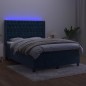 vidaXL Cama box spring colchón y LED terciopelo azul oscuro 140x190 cm vidaXL Cama box spring colchón y LED terciopelo azul oscuro 140x190 cm