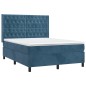 vidaXL Cama box spring colchón y LED terciopelo azul oscuro 140x190 cm vidaXL Cama box spring colchón y LED terciopelo azul oscuro 140x190 cm