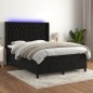 vidaXL Cama box spring colchón y LED terciopelo negro 140x190 cm vidaXL Cama box spring colchón y LED terciopelo negro 140x190 cm