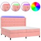 vidaXL Cama box spring colchón y LED terciopelo rosa 180x200 cm