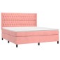 vidaXL Cama box spring colchón y LED terciopelo rosa 180x200 cm