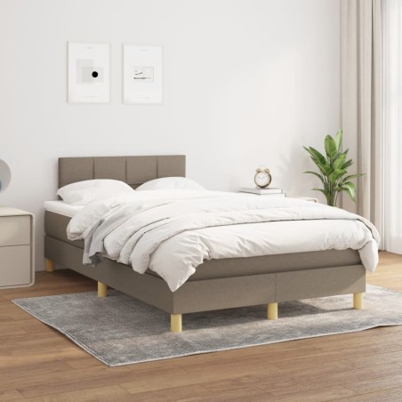 vidaXL Cama box spring con colchón tela gris taupe 120x200 cm